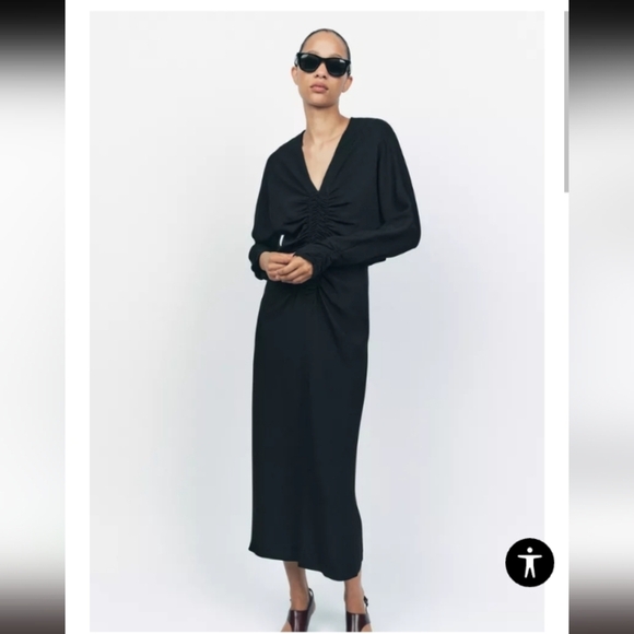Zara ZW Collection Ruched Midi Dress - Picture 6 of 6